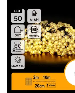 LED osvetlenie  B.V.  - LED Solárna dekoračná reťaz 50xLED/8 funkcií 12m IP65 teplá biela B10201JE5