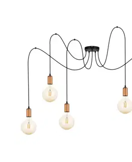 Svietidlá  Luster na lanku MIROS 5xE27/60W/230V pavúk čierna/medená 0074