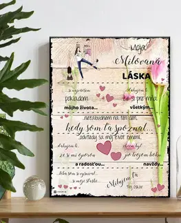 Tabuľky s venovaním (darčeky) Valentínsky darček - Obraz na stenu - Vyznanie lásky pre milovanú ženu