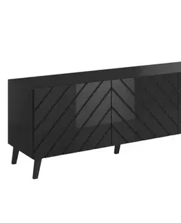 TV stolíky CAMA MEBLE Abeto 200 tv stolík čierna / čierny lesk
