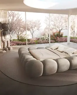 Čalúnené postele DELIFE Čalúnená posteľ Perlla 180x200 cm bouclé taupe