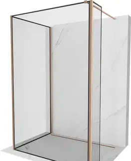 Sprchové dvere MEXEN/S - Kioto Sprchová zástena WALK-IN 100 x 100 x 40, čierny vzor, meď kartáčovaná 800-100-100-221-65-70-040