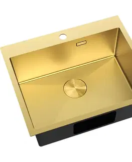 Kuchynské drezy MEXEN MEXEN - Solix oceľový drez 1-bowl 600 x 500 mm, zlatá 6408601000-55