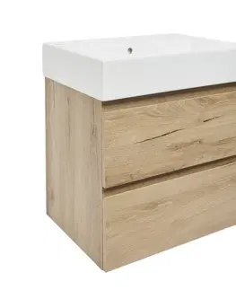 Kúpeľňový nábytok Kúpeľňová skrinka 2 zásuvková s umývadlom SAT B-Way 59x50x45 cm dub mat BWAY260OAKU2BI BWAY260OAKU2BI
