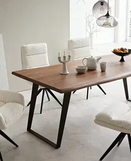 Jedálenské stoly DELIFE Jedálenský stôl Edge 200x100 akácia hnedá kov šikmý Live-Edge