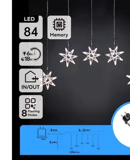 LED osvetlenie  B.V.  - LED vonkajší reťaz 84xLED/230V 1,2x1m IP44 studená biela vločky B10303ABGM