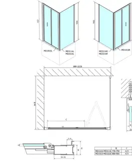 Sprchové dvere POLYSAN - DEEP obdĺžniková sprchová zástena 1000x900 L/P varianta, číre sklo MD1910MD3316