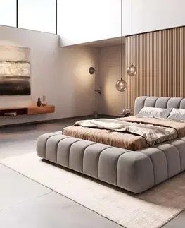 Čalúnené postele DELIFE Čalúnená posteľ Cutio 140x200 cm mikrovlákno sivá