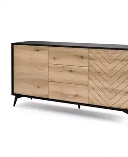 Komody do spálne Komoda Diamond KSZ154 dub evoke/čierna