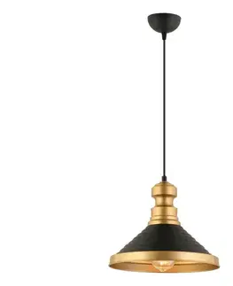 Svietidlá  Závesný luster na lanku MONZA 1xE27/40W/230V, priemer 30 cm, čierna/zlatá 518LMS1102