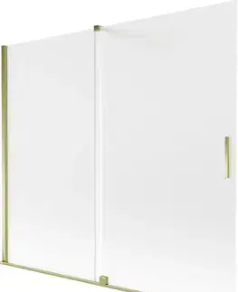 Sprchové dvere MEXEN/S - Velar dvojkrídlová posuvná vaňová zástena 180 x 150, dekor, zlatá 896-180-000-31-50