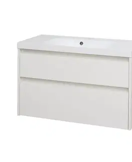 Kúpeľňový nábytok Mereo Opto, kúpeľňová skrinka s umývadlom z liateho mramoru 101 cm, biela CN912M