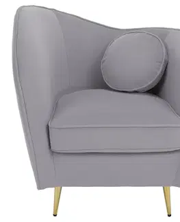 Kreslá KONDELA Ezio kreslo sivá (Velvet) / zlatá