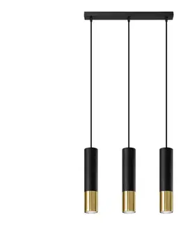 Svietidlá  SL.0954 - Luster na lanku LOOPEZ 3xGU10/10W/230V čierna/zlatá SL.0954