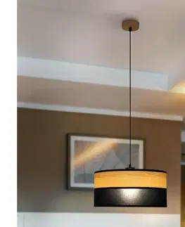 Svietidlá  Závesný luster na lanku ALBA 1xE27/15W/230V, priemer 40 cm, čierna/hnedá W-KM 4020/1 DS+WOOD+BK