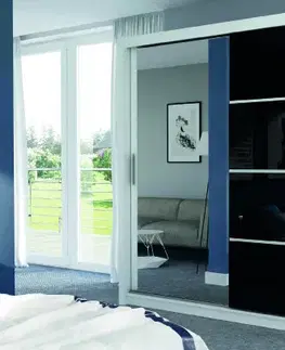 Šatníkové skrine RANDOM šatníková skriňa - biela s čiernym leskom 150