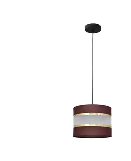 Svietidlá  Luster na lanku HELEN 1xE27/15W/230V pr. 20 cm hnedá/čierna/zlatá W-KM 0801/1 BK-B +BR+GO+MAT
