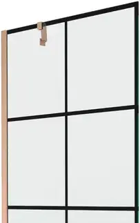Sprchové dvere MEXEN/S - Next vaňová zástena FIX 80 x 150, čierna vzor, meď kartáčovaná - 895-080-000-00-70-77 895-080-000-00-77-65