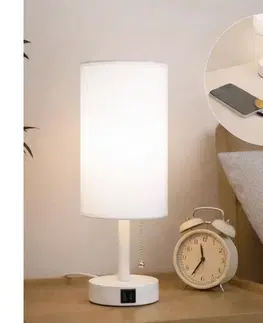 Lampy BRILAGI - Stolná lampa TABLON s USB portom 1xE27/25W/230V, biela BG3667+BG3680
