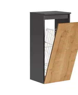 Skrinky do kúpeľne ArtCom Závesná skrinka do kúpeľne s košom MONAKO Grey Oak 811
