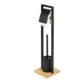 Svietidlá WENKO 24751100 - WC sada BAMBU⁠SA 18x72,5 cm čierna/hnedá 24751100