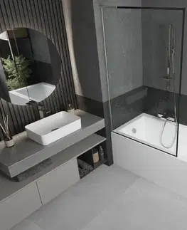 Sprchové dvere MEXEN/S - Next L vaňová zástena FIX 100 x 150, čierna vzor, nikel kartáčovaná 895-100-000-03-70-97