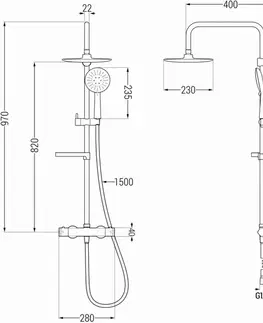 Sprchy a sprchové panely MEXEN/S - KX33 sprchový stĺp s termostatickou batériou čierna 771503391-70