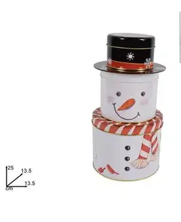 Vianočné dekorácie MAKRO - Dóza snehuliak 25cm