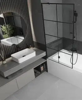 Sprchové dvere MEXEN/S - Vega obdĺžniková vaňa 180 x 80 cm s panelom + vaňová zástena 90, čierna vzor 550118080X9509007077