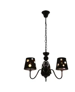 Svietidlá Čierna závesná lampa s lustrom 3xE14 Batley Ledea