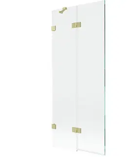 Sprchové dvere MEXEN/S - Lunar vaňová zástena 2-krídlová ľavá 80 x 150, transparent, zlatá kartáčovaná 897-080-100-55-00-L