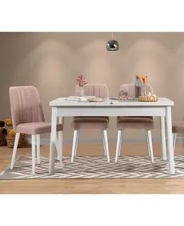 Jedálenské sety Jedálenský set s rozkladacím stolom a stoličkami (5 kusov) Santiago White Stone V2