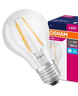 Žiarovky E27 Žiarovka OSRAM LED Fila Value CL A60  E27 7W 60W 806LM 840