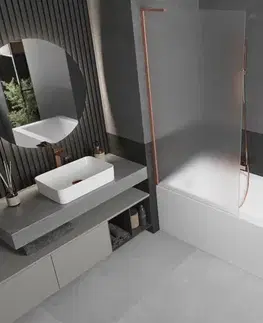 Sprchové dvere MEXEN/S - Next L vaňová zástena FIX 90 x 150, vzor, meď kartáčovaný 895-090-000-03-30-65