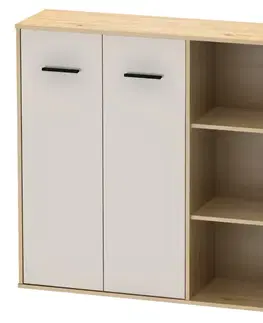 Regály a poličky KONDELA Maurus MA32 New skrinka s regálom dub artisan / kašmír