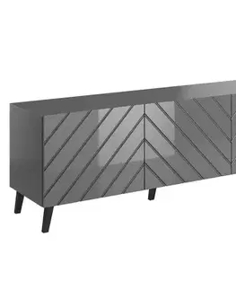 TV stolíky CAMA MEBLE Abeto 200 tv stolík grafit / grafit lesk