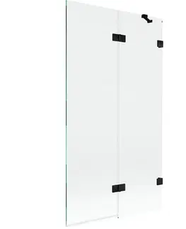 Sprchové dvere MEXEN/S - Lunar vaňová zástena 2-krídlová pravá 100 x 150, transparent, čierna 897-100-100-70-00-P
