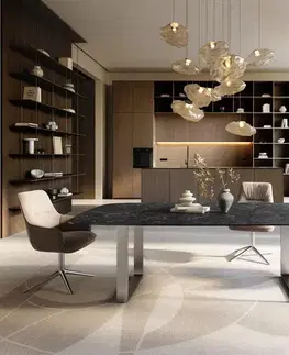 Jedálenské stoly DELIFE Jedálenský stôl Edge zaoblený 240×120 cm keramika Laminam® Nero Greco antracitová nerezová oceľ úzky