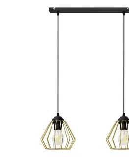 Svietidlá  Luster na lanku AGAT 2xE27/15W/230V zlatá/čierna W-L 1300/2 BK-B +GO MAT