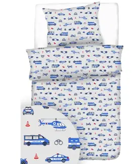 Detské obliečky Obliečky bavlnené Polícia TiaHome - Detský set 130x90cm + 65x45cm