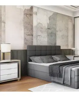 Postele KONDELA Best 160 čalúnená manželská posteľ s matracom sivá