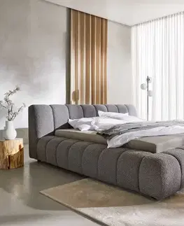 Čalúnené postele DELIFE Čalúnená posteľ Cutio 180x200 cm bouclé strieborno sivá