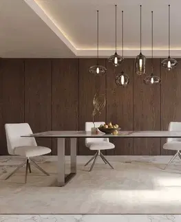 Jedálenské stoly DELIFE Jedálenský stôl Edge 300x100 keramika Minas melange bielo-béžová nerezová oceľ úzky