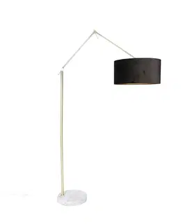 Stojace lampy Moderná stojaca lampa zlatý zamatový tienidlo čierna 50 cm - Editor