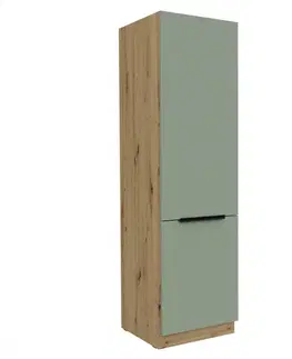 Kuchynské dolné skrinky KONDELA Arsany 60 LO-210 2F kuchynská skrinka na vstavanú chladničku aquamarine / dub artisan