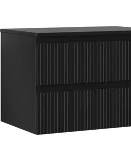 Kúpeľňový nábytok MEXEN/S - Rivel kúpeľňová skrinka pod umývadlo 70 cm s doskou, 2 zásuvky, reliéf, čierna mat 91A20-07047-2-BFFC71