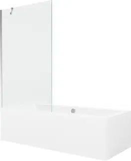 Sprchové dvere MEXEN/S - Cube obdĺžniková vaňa 170 x 80 cm s panelom + vaňová zástena 100, transparent, chróm 550517080X9510000001