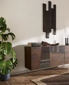 Komody DELIFE Komoda Imara 175 cm mango hnedá závesná 2 dvierka 3 zásuvky