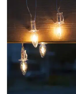 LED osvetlenie  Rozšíriteľná LED vonkajšia reťaz CONE FILAMENT 20xE10 14m číra/teplá biela IP44 192022.C.prodlouzeni