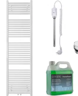 Doplnky do kúpeľne CERANO - Kúpeľňový elektrický radiátorový set Lincoln - 600W - biela matná - 1800x500 mm CER-978869